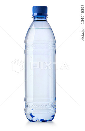 Plastic water bottle showing pure refreshing drinking liquid 134946398