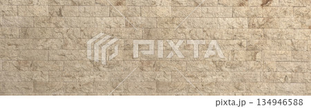 Beige stone wall texture background showing masonry finish 134946588