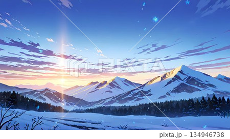 雪山のある風景のイラスト 134946738