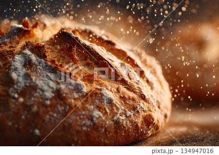 焼きたてサワードウブレッドのクラスト超接写 134947016