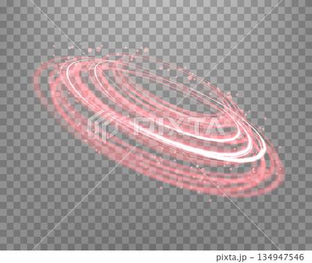 Red glowing magic ring. Neon realistic energy flare halo ring. Abstract light effect on a dark transparent background. Vector illustration. Red glowing magic ring. Neon realistic energy flare halo ring. Abstract light effect on a dark transparent background. Vector illustration. 134947546