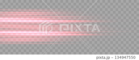 Speed rays, velocity light neon flow, zoom in motion effect, red glow speed lines, colorful light trails, stripes. Abstract background, vector illustration. 134947550