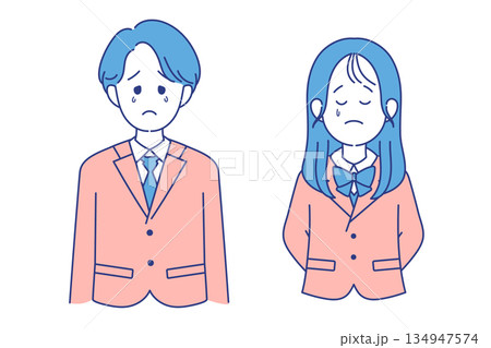 学生　男女　落ち込む　ポーズ 134947574