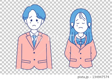 学生　男女　落ち込む　ポーズ 134947574