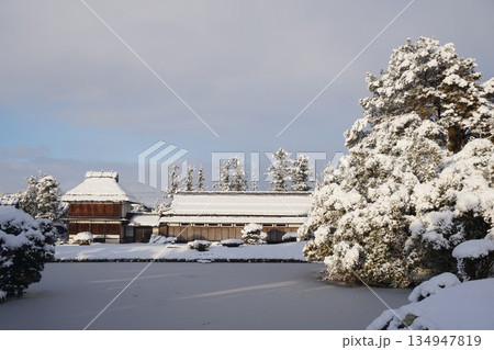 岡山県津山市にある回遊式日本庭園「衆楽園」:雪景色 岡山県津山市にある回遊式日本庭園「衆楽園」:雪景色 134947819