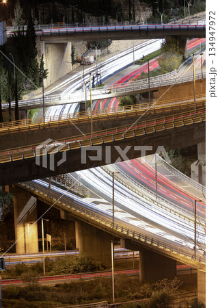 Night traffic in Haifa, Israel Night traffic in Haifa, Israel 134947972