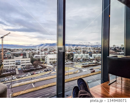 View from a Modern Hotel Lounge in Reykjavik, Iceland View from a Modern Hotel Lounge in Reykjavik, Iceland 134948071