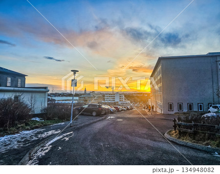 Winter Sunset over Reykjavik City Winter Sunset over Reykjavik City 134948082