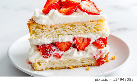 ストロベリーケーキのスライス ストロベリーケーキのスライス 134948085