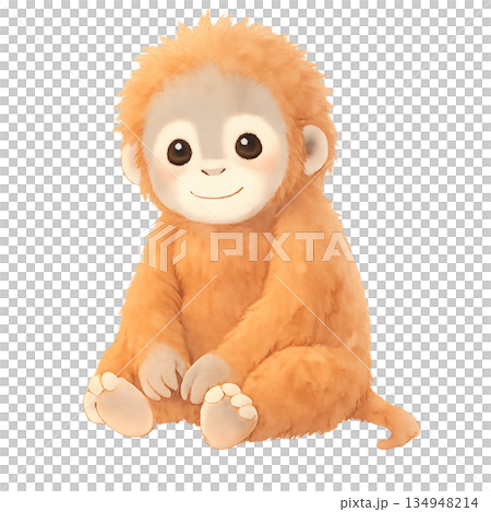 Illustration of a sitting orangutan 134948214