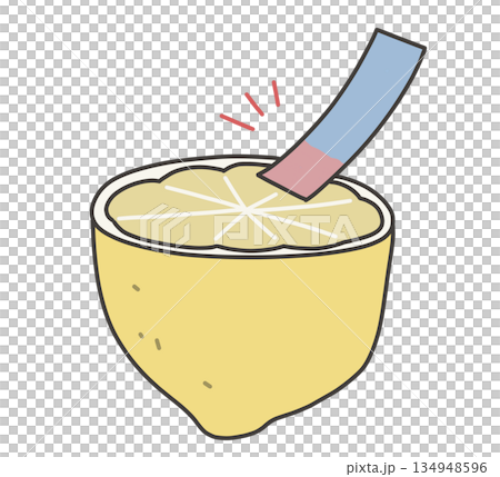 レモンに反応する青いリトマス試験紙のイラスト 134948596