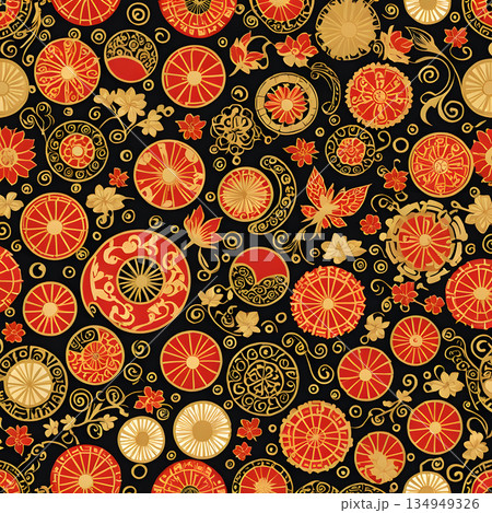 赤い梅の花のパターン 134949326