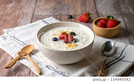 ベリーたっぷりのミルク粥朝食2 ベリーたっぷりのミルク粥朝食2 134949342