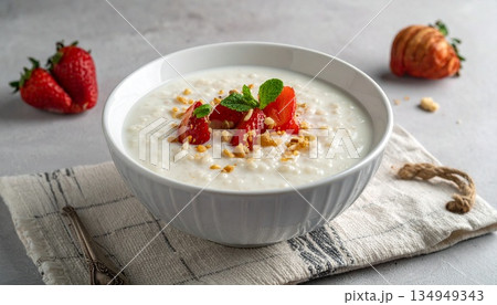 ベリーたっぷりのミルク粥朝食3 134949343