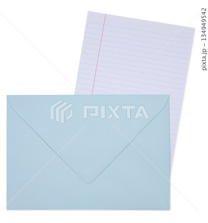Blank envelope and paper on white background 134949542