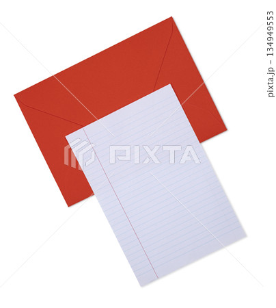 Blank envelope and paper on white background 134949553