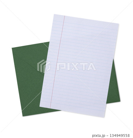 Blank envelope and paper on white background Blank envelope and paper on white background 134949558