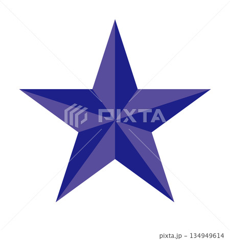 陰影がついた紺色のスターのマーク 陰影がついた紺色のスターのマーク 134949614