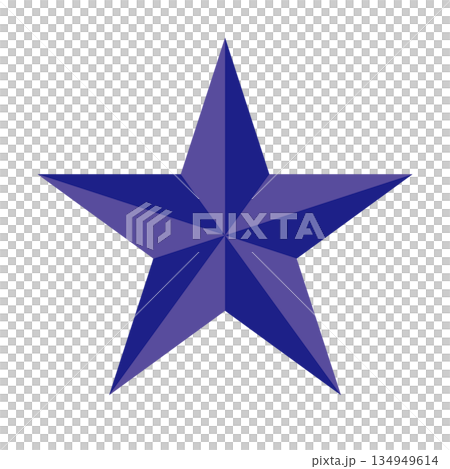 陰影がついた紺色のスターのマーク 陰影がついた紺色のスターのマーク 134949614