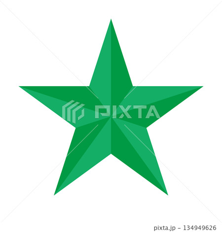 陰影がついた緑のスターのマーク 陰影がついた緑のスターのマーク 134949626