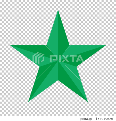 陰影がついた緑のスターのマーク 陰影がついた緑のスターのマーク 134949626
