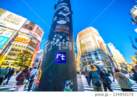 日本の東京都市景観再びシール…。インバウンドが続く渋谷。ほとんどが外国人観光客。剥がされた柱で争奪戦 日本の東京都市景観再びシール…。インバウンドが続く渋谷。ほとんどが外国人観光客。剥がされた柱で争奪戦 134950178