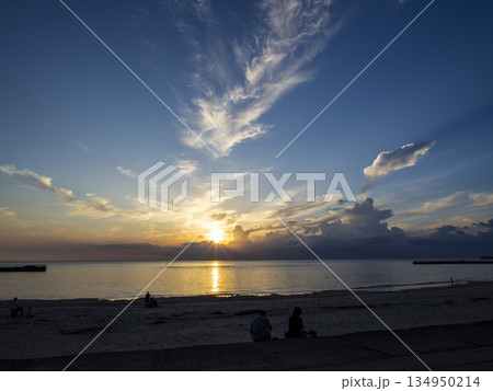 吹上浜／江口浜の夕焼け（砂浜有り） 134950214