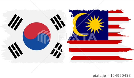 Malaysia and South Korea grunge flags connection vector 134950458