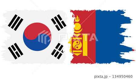 Mongolia and South Korea grunge flags connection vector Mongolia and South Korea grunge flags connection vector 134950460