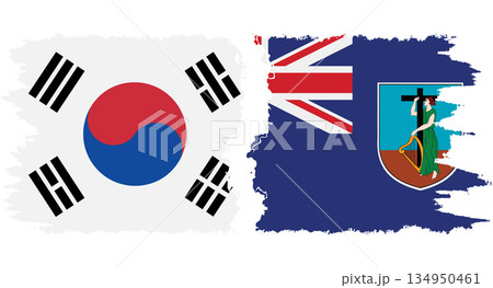 Montserrat and South Korea grunge flags connection vector 134950461