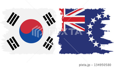 Cook Islands and South Korea grunge flags connection vector 134950580