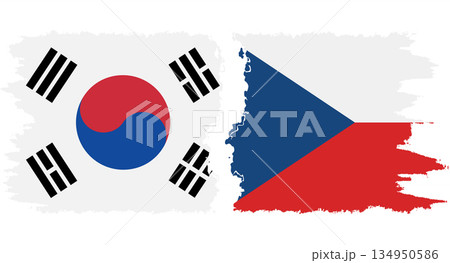 Czech and South Korea grunge flags connection vector 134950586