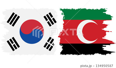 Darfur and South Korea grunge flags connection vector 134950587