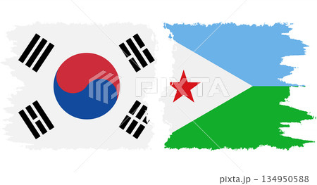 Djibouti and South Korea grunge flags connection vector Djibouti and South Korea grunge flags connection vector 134950588