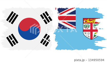 Fiji and South Korea grunge flags connection vector 134950594