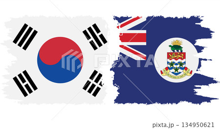 Cayman Islands and South Korea grunge flags connection vector Cayman Islands and South Korea grunge flags connection vector 134950621
