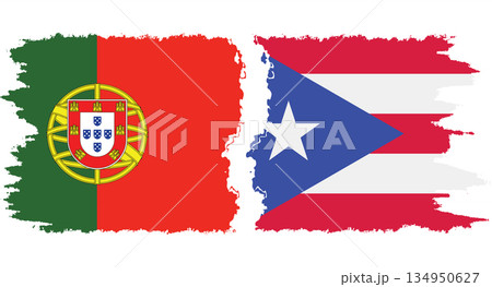 Puerto Rico and Portugal grunge flags connection vector 134950627
