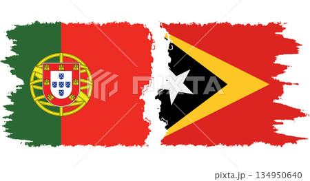 Timor-Leste - East Timor and Portugal grunge flags connection vecto 134950640