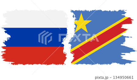 Congo - Kinshasa and Russia grunge flags connection vector 134950661