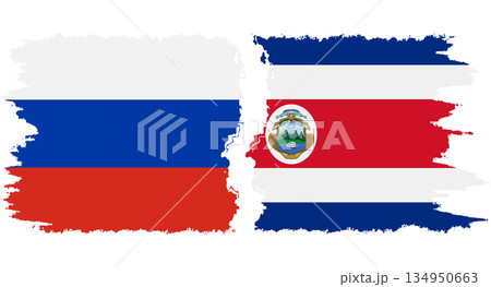 Costa Rica and Russia grunge flags connection vector 134950663