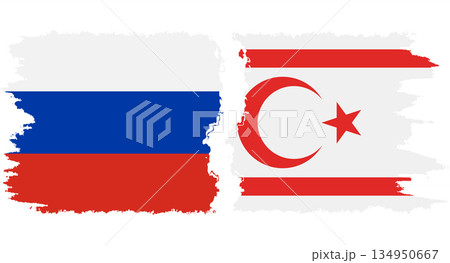 Turkish Republic of Northern Cyprus and Russia grunge flags conne 134950667
