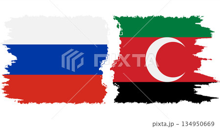 Darfur and Russia grunge flags connection vector 134950669