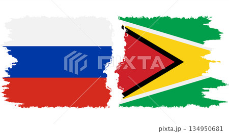 Guyana and Russia grunge flags connection vector 134950681