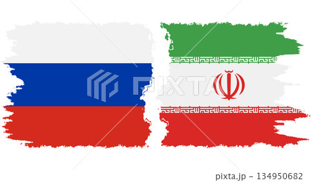 Iran and Russia grunge flags connection vector 134950682