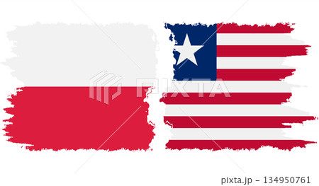Liberia and Poland grunge flags connection vector 134950761