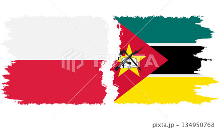 Mozambique and Poland grunge flags connection vector 134950768