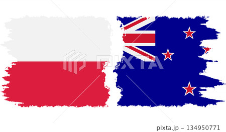 New Zealand and Poland grunge flags connection vector New Zealand and Poland grunge flags connection vector 134950771