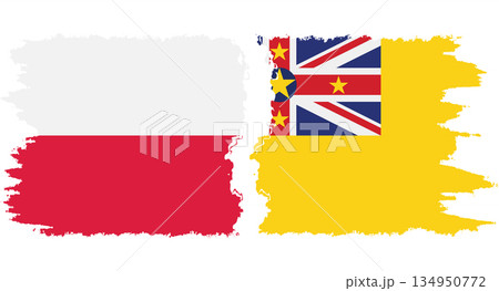 Niue and Poland grunge flags connection vector 134950772