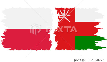 Oman and Poland grunge flags connection vector Oman and Poland grunge flags connection vector 134950773