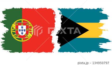 Bahamas and Portugal grunge flags connection vector 134950797